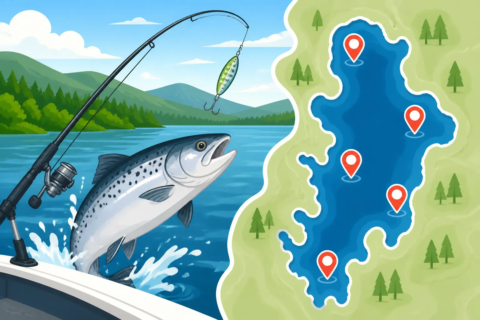 Sunapee Lake best trolling spots for salmon