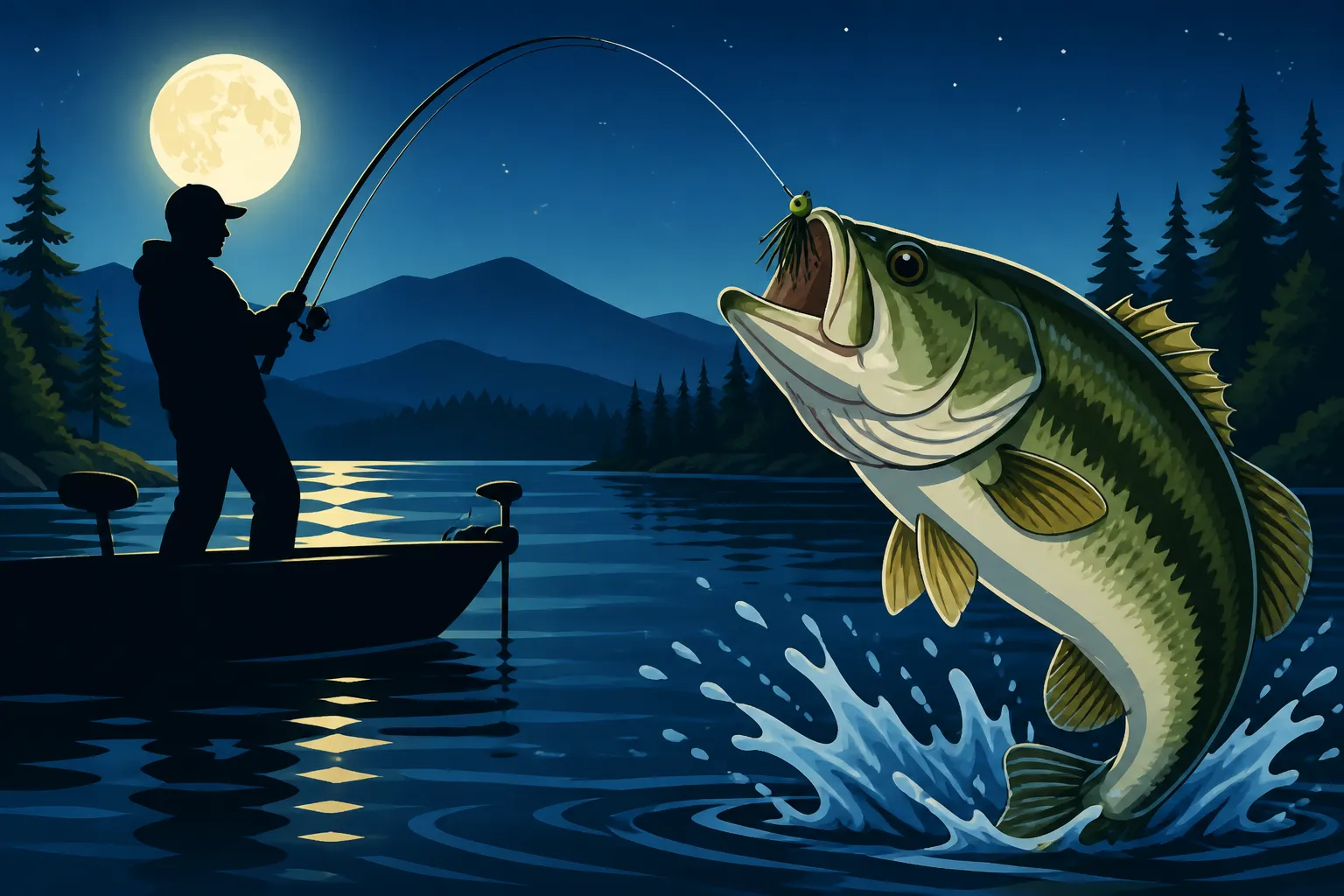 Best night fishing spots for bass in New Hampshire