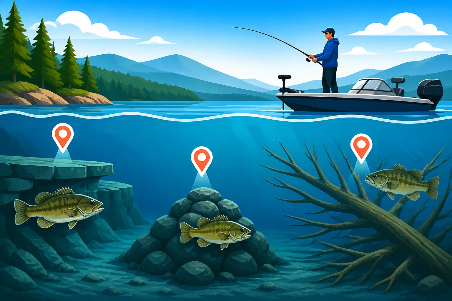 Best deep water structure spots on Winnipesaukee
