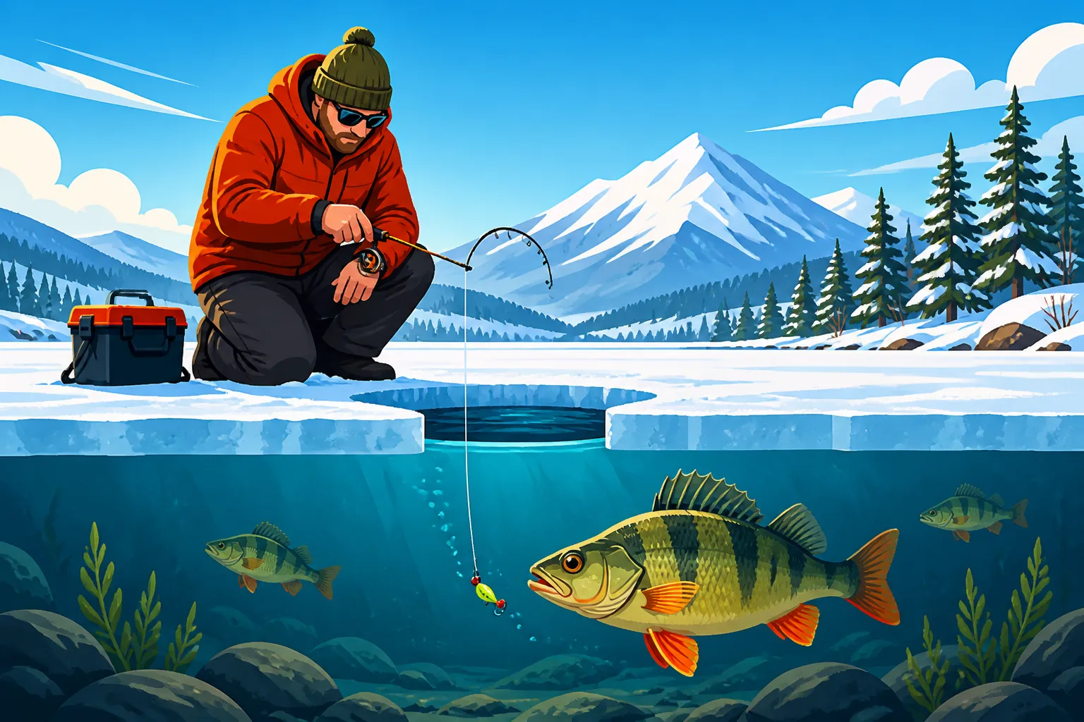 Jigging for Perch Through the Ice