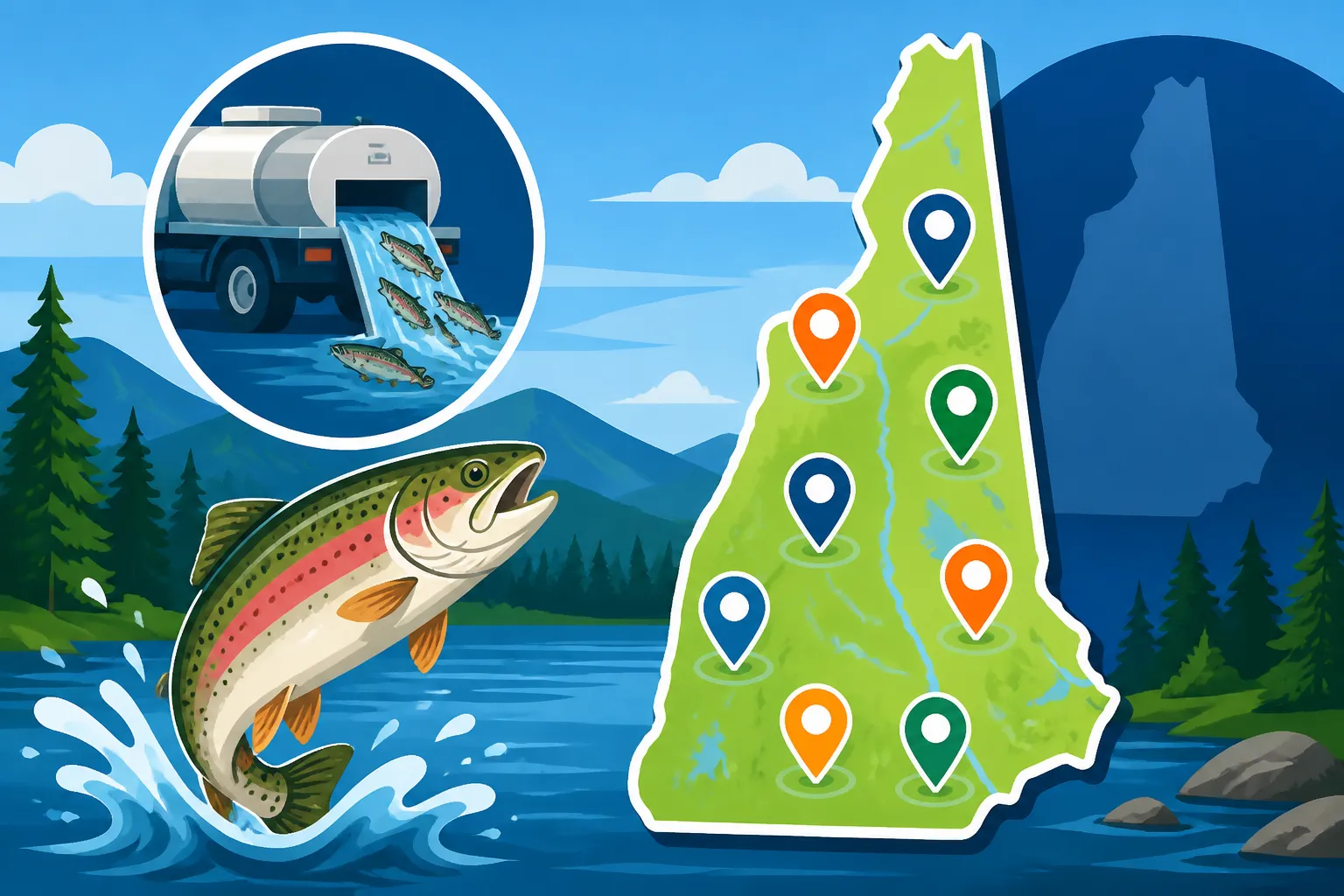 New Hampshire trout stocking report map