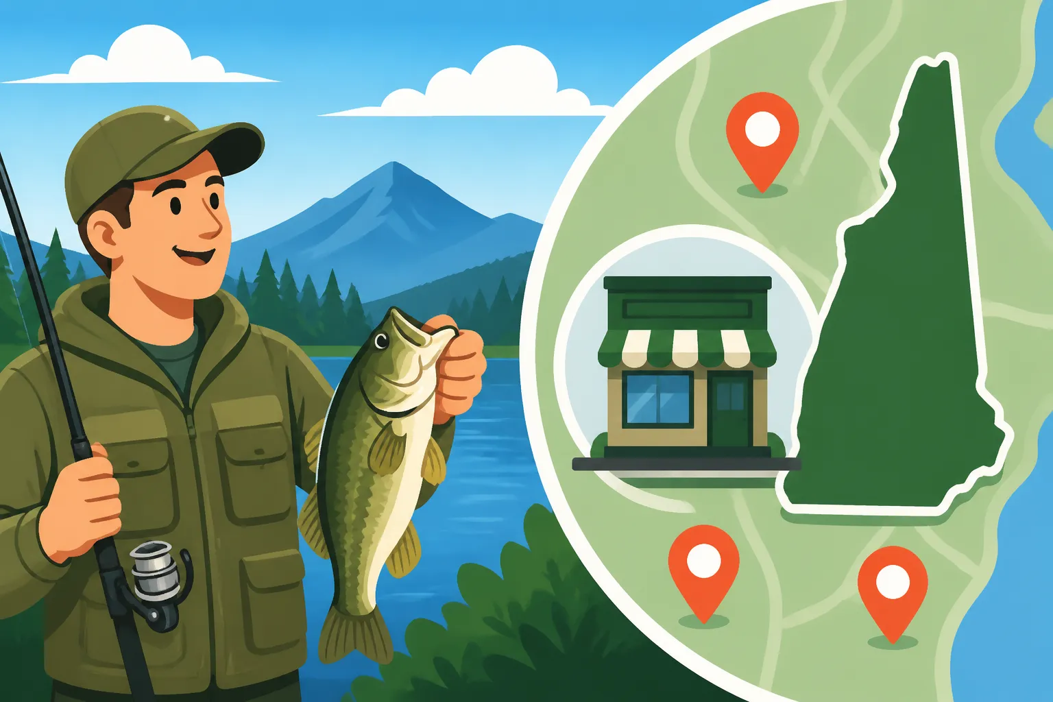 New Hampshire fishing license vendors near me