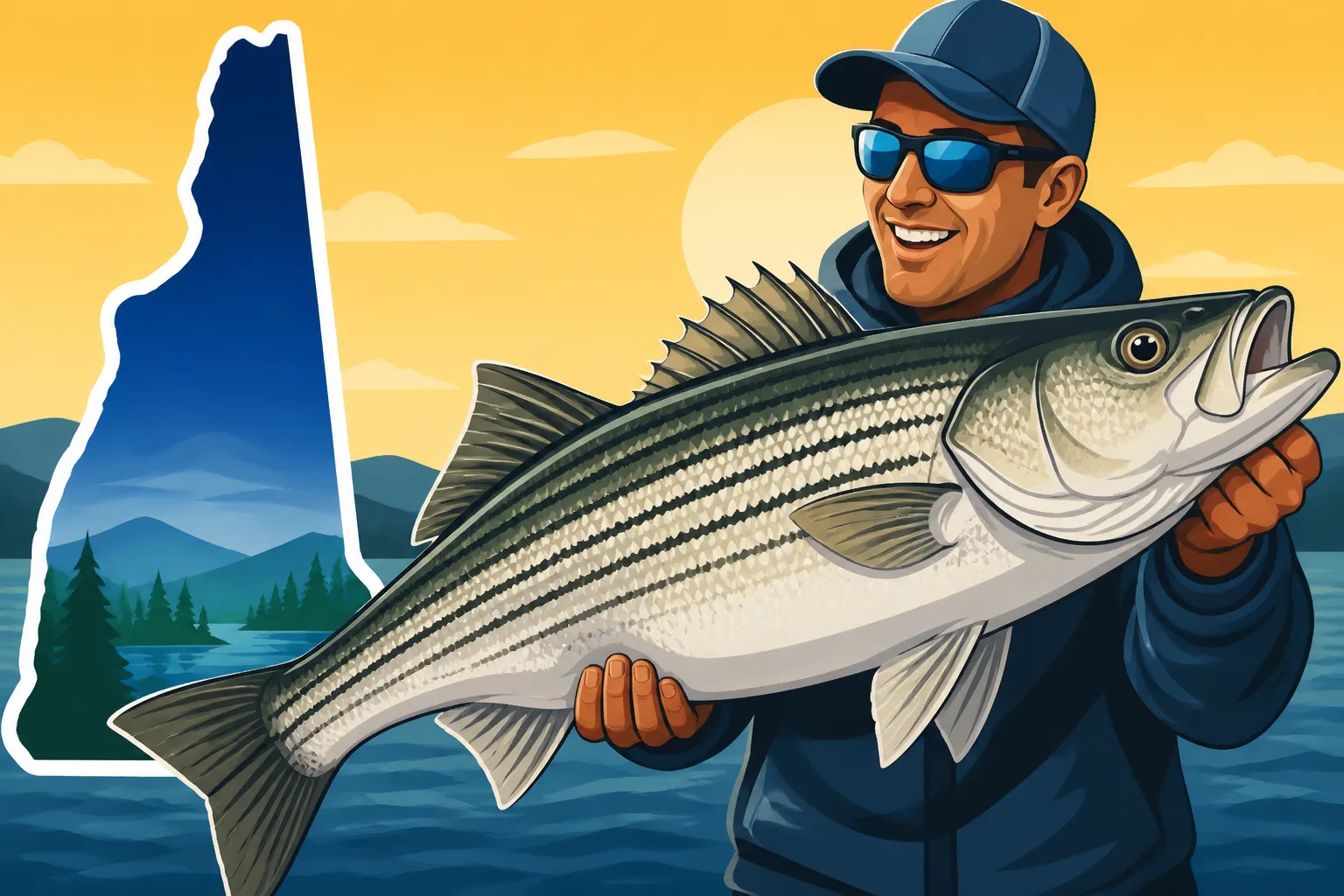 New Hampshire state record striped bass weight