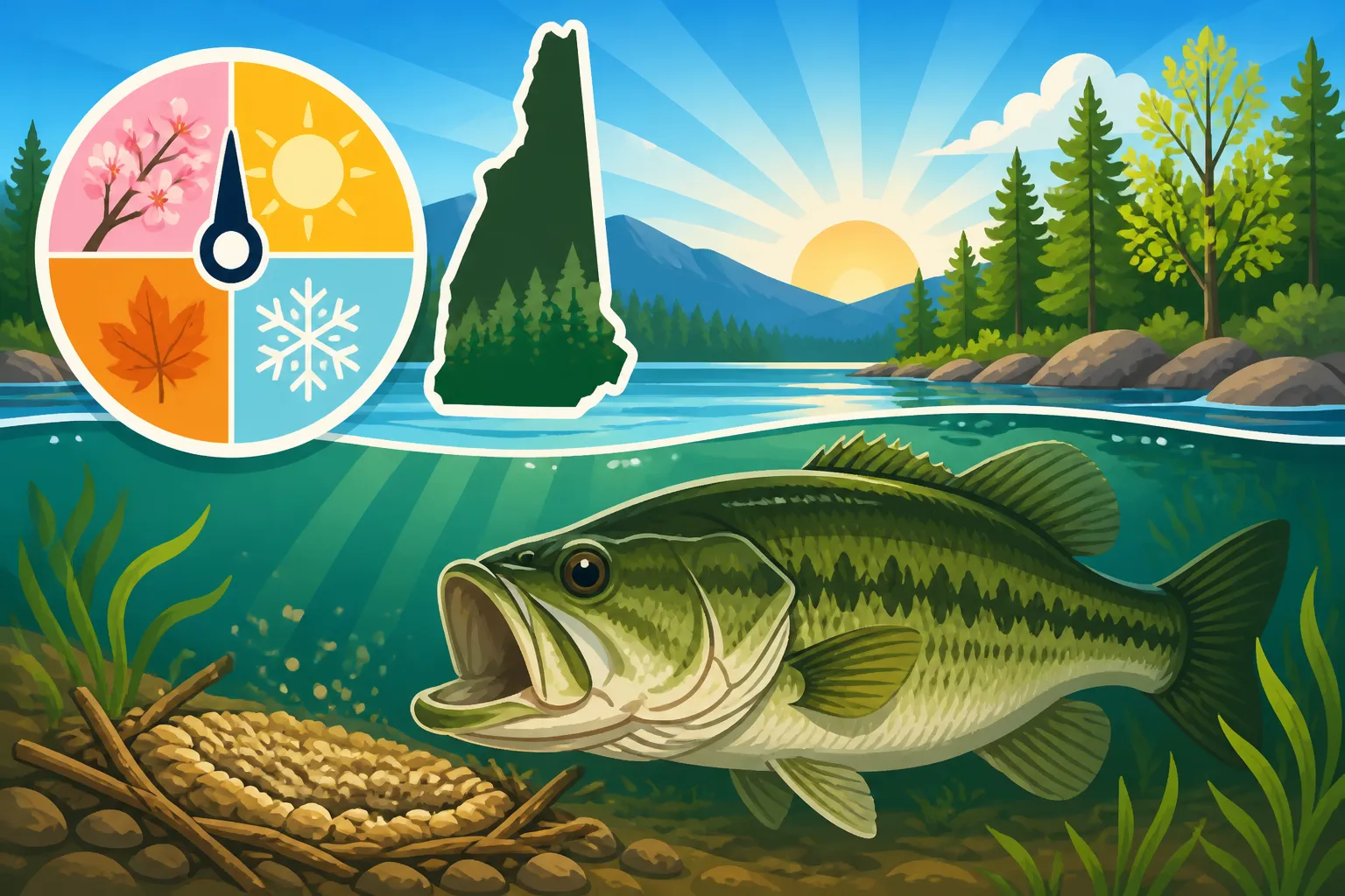 When largemouth bass spawn in New Hampshire