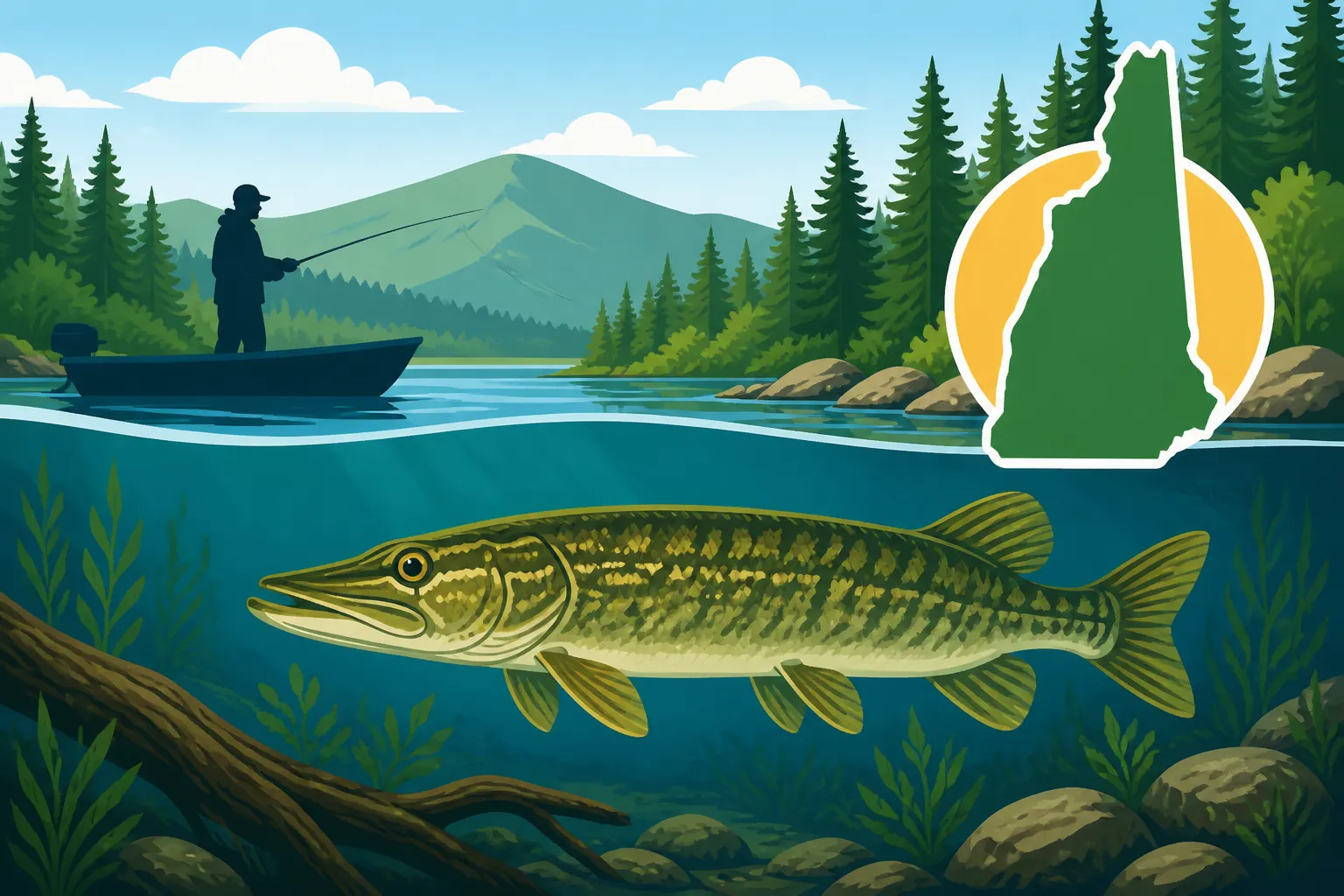 Where chain pickerel live in New Hampshire