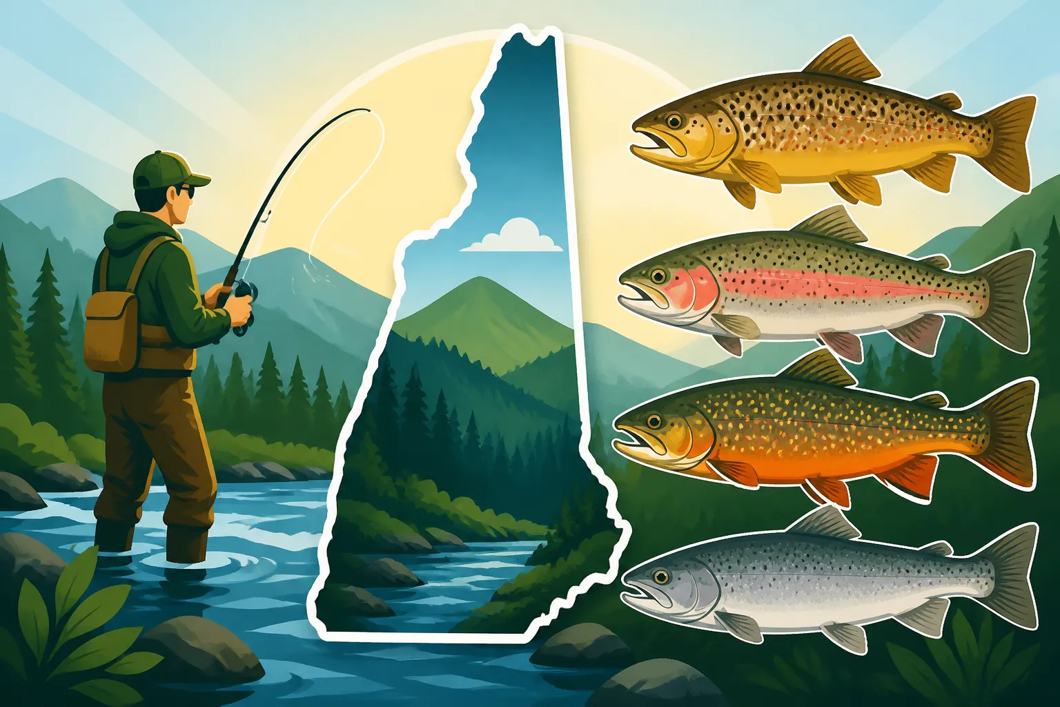 How many trout species live in New Hampshire