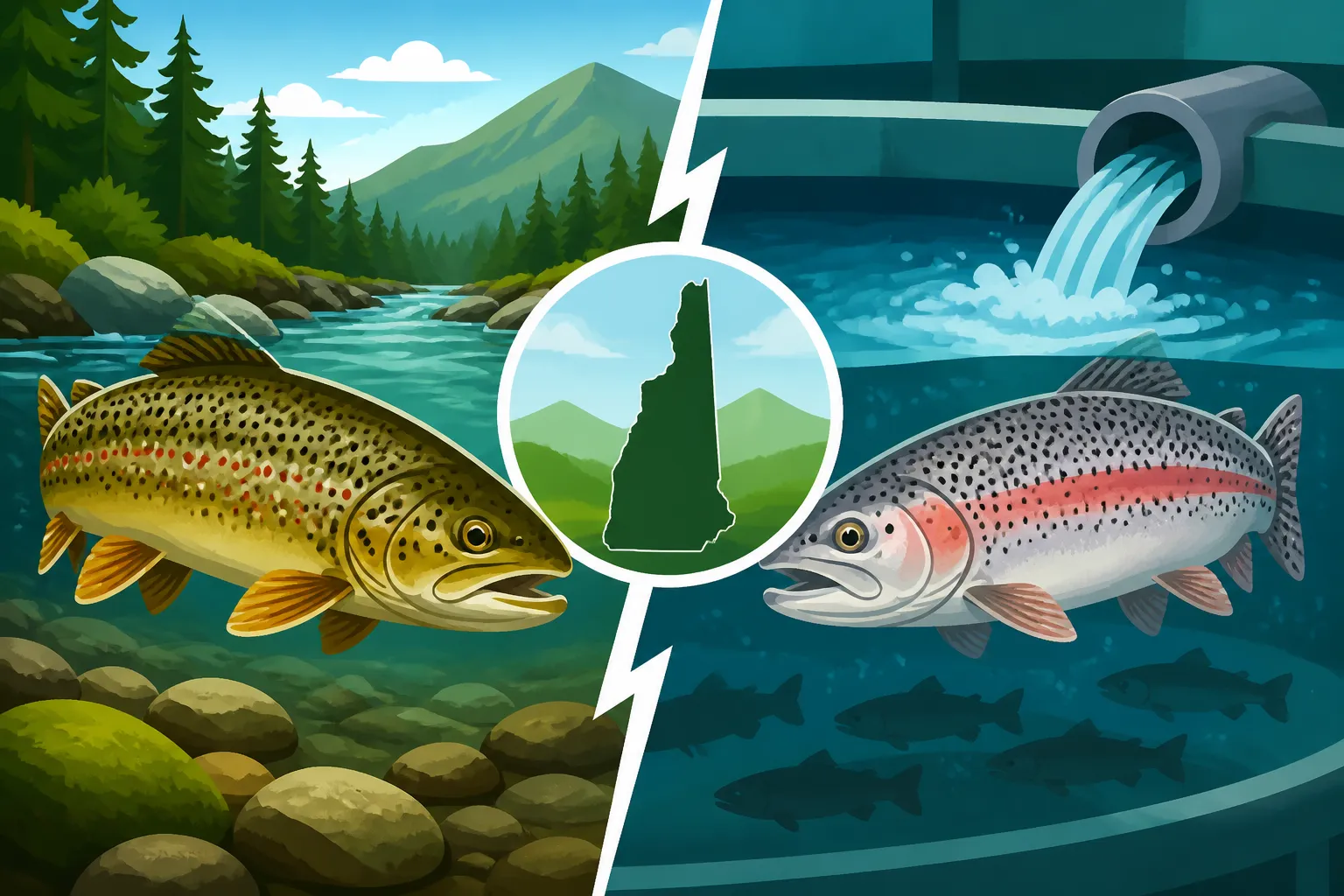 Difference between wild and stocked trout in New Hampshire
