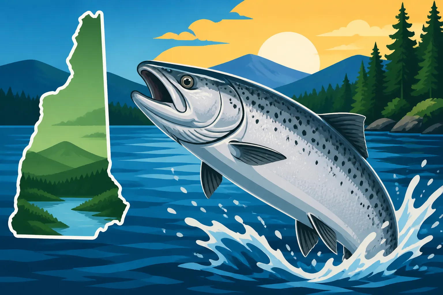 Best lakes for trophy landlocked salmon in New Hampshire