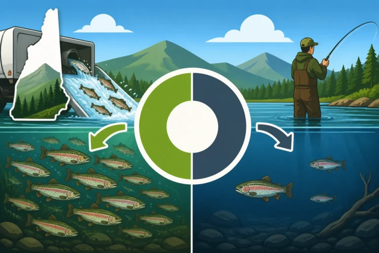 What percentage of stocked trout survive the season