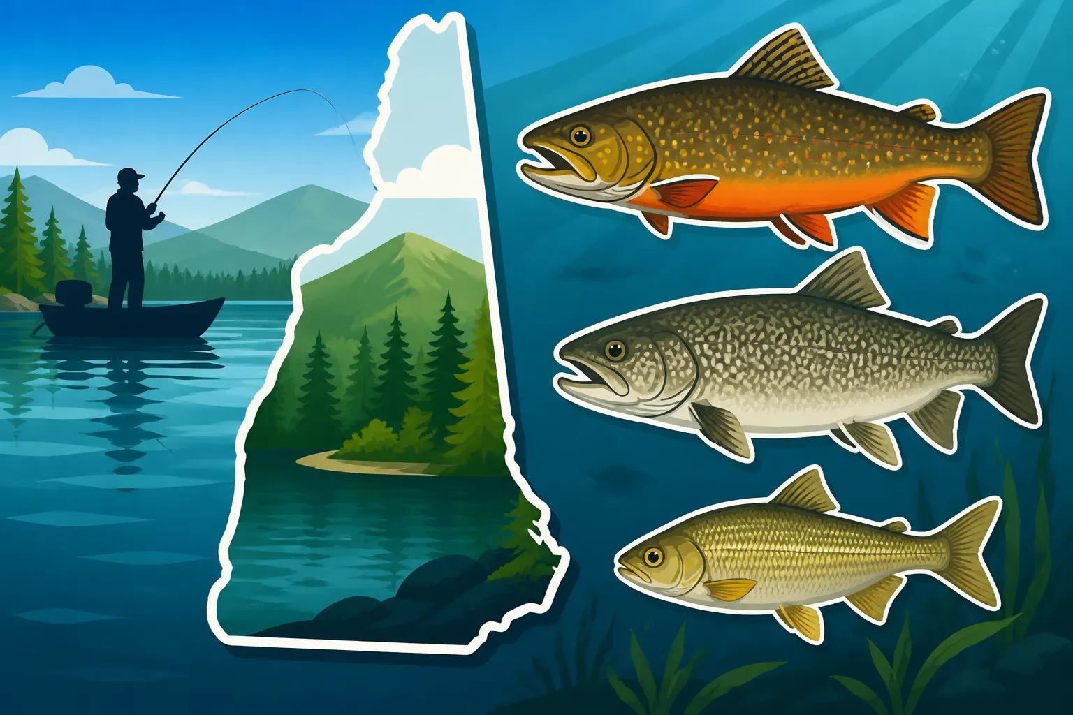 What fish species are unique to New Hampshire's lakes