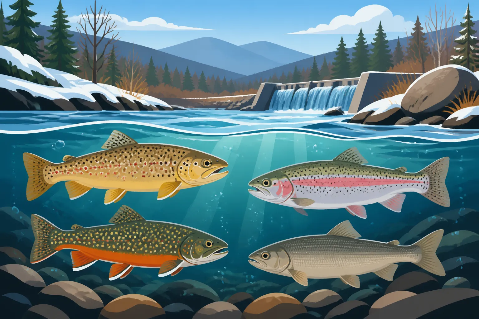 What fish species thrive in cold tailwaters