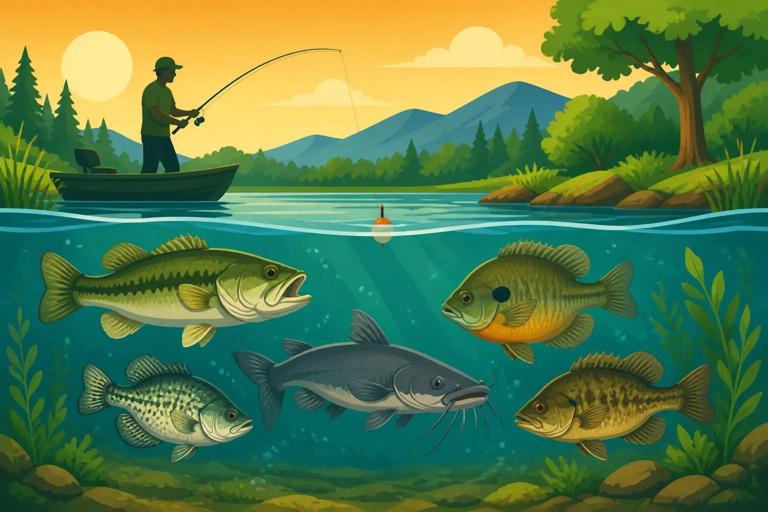 What fish species thrive in warm pond water