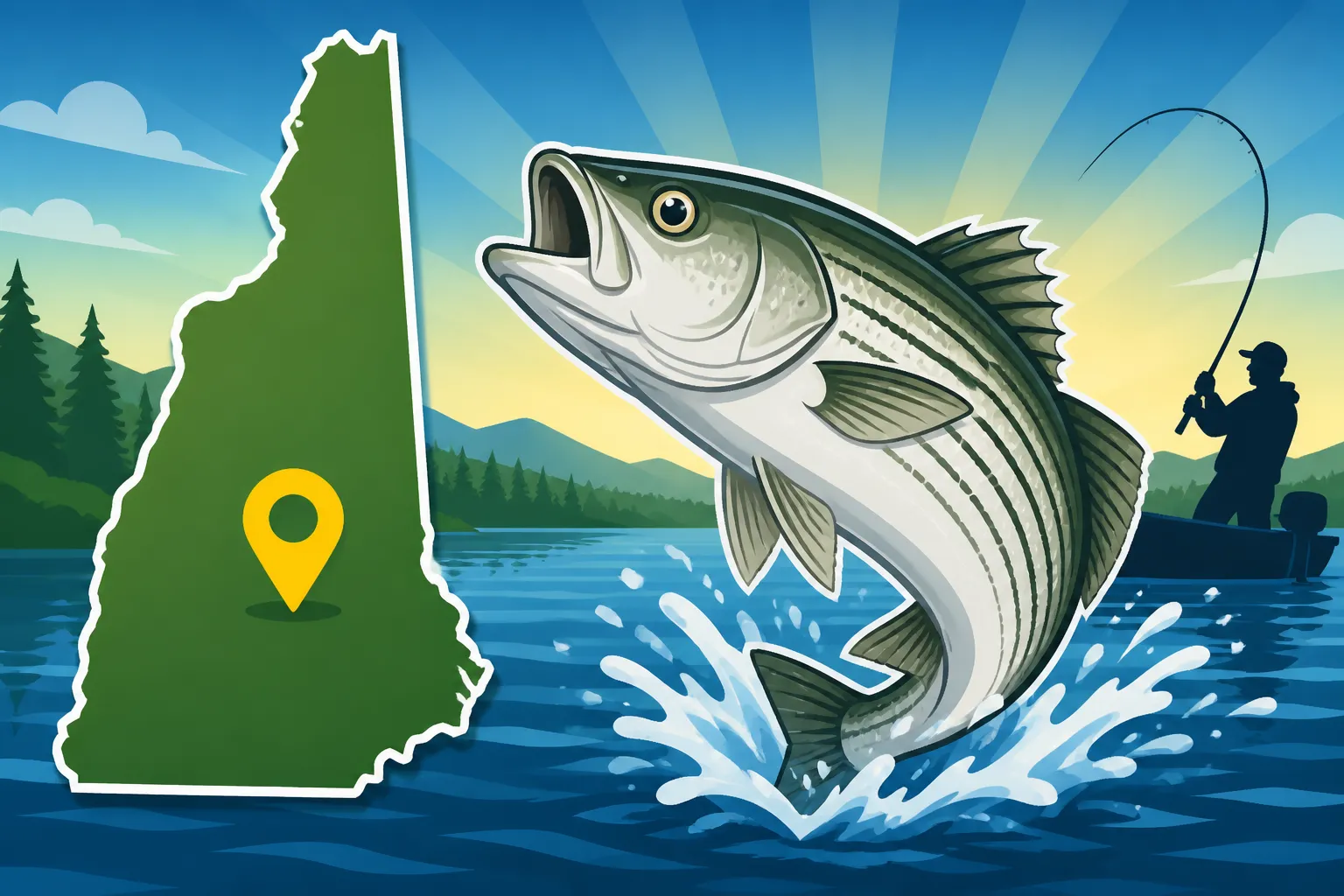 Which New Hampshire lake holds the state's biggest striper catch