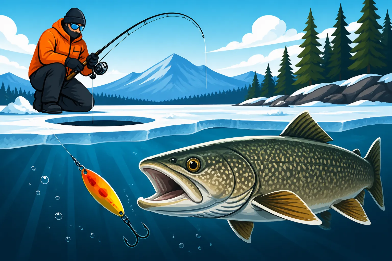 Best technique for ice fishing lake trout