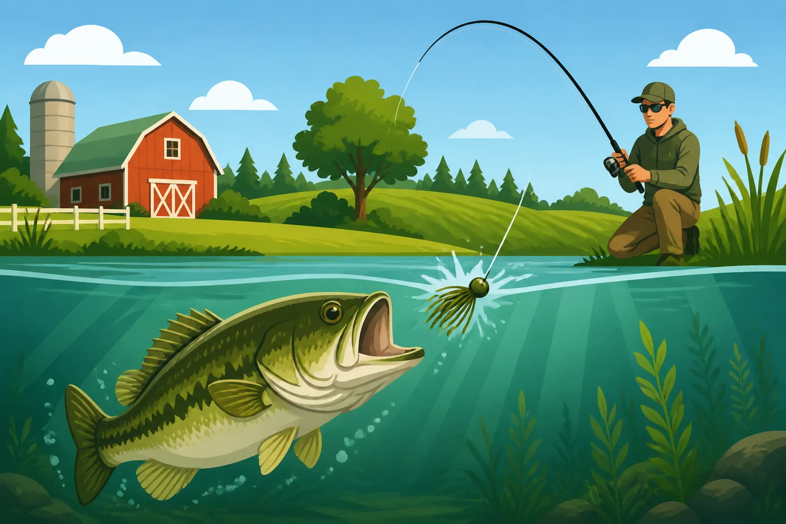 Best technique for largemouth bass in farm ponds