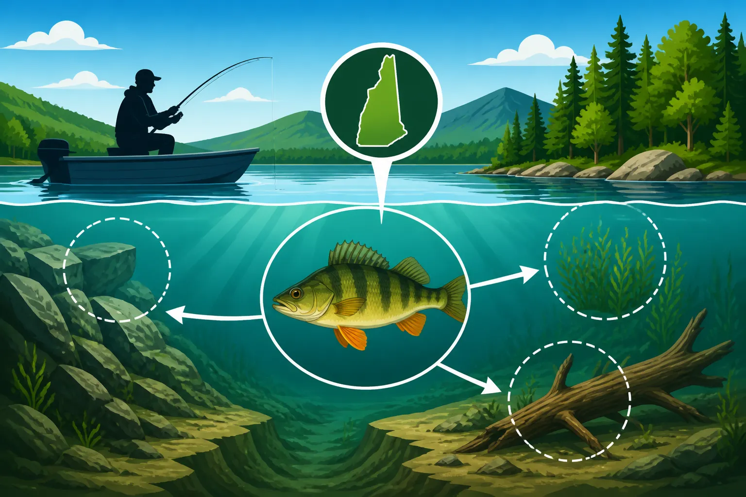 How to locate perch in New Hampshire lakes