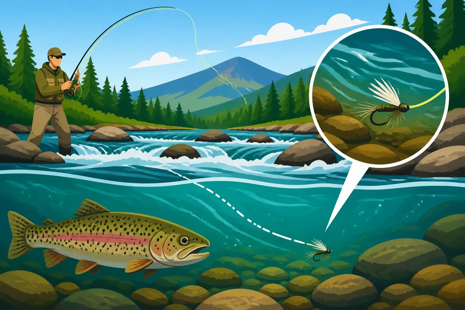 Best technique for fishing a riffle for trout