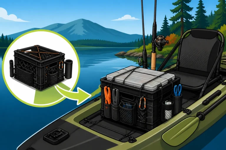 Best crate setup for kayak fishing storage